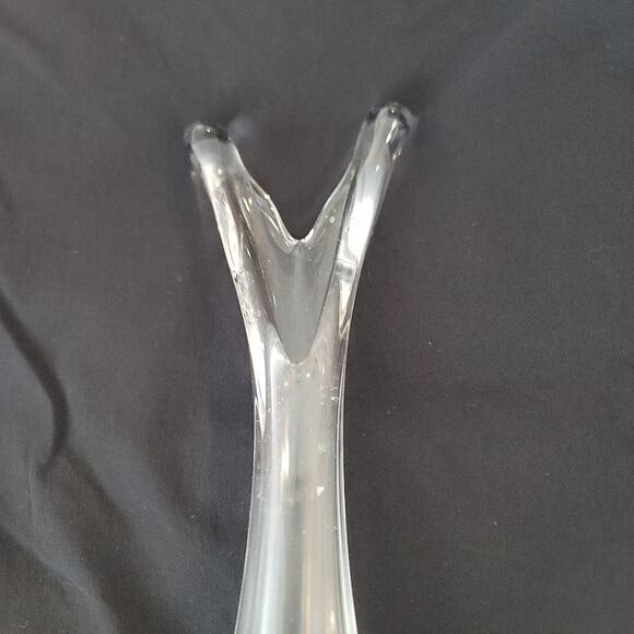 Crystal 12"  clear glass swung vase with Silver Stamped base 1960's V top taper - Picture 4 of 8